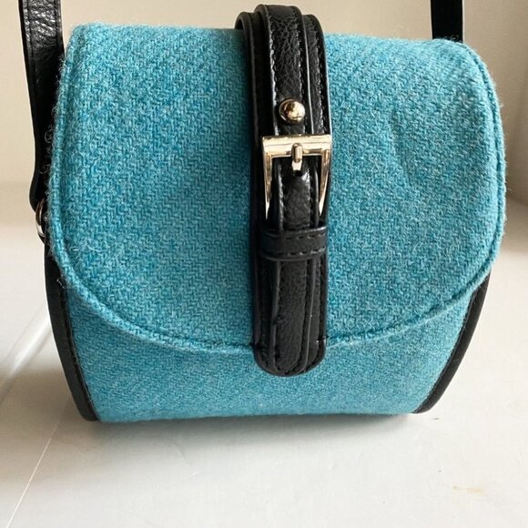 Glen Appin Harrirs Tweed Blue Wool  Small Square Crossbody Bag - Picture 2 of 9